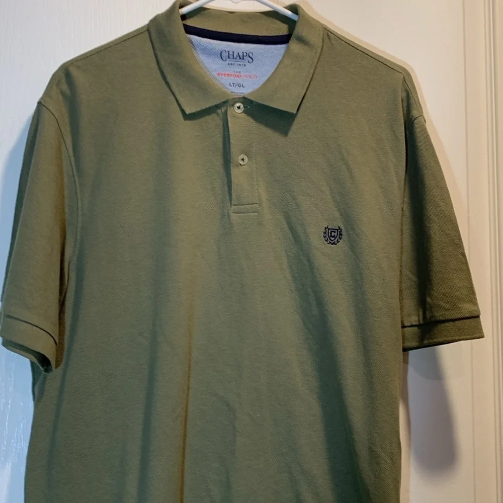 Chaps Ralph Lauren Avpcado Green Everyday Polo Shirt Size LT EUC #0775